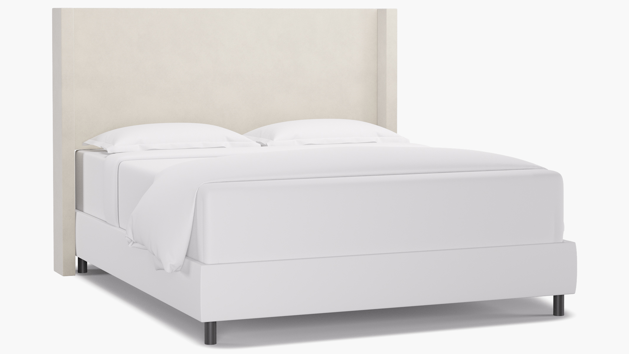 White Velvet Upholstered Custom Modern Wingback Headboard California