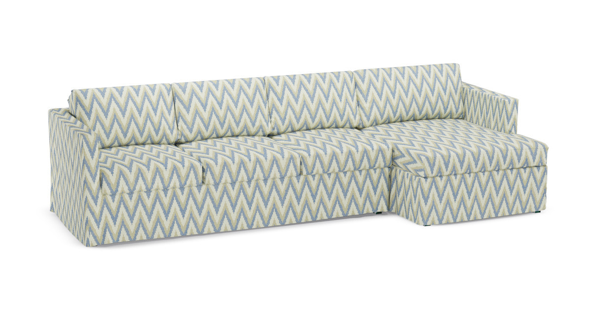 The Inside Right Facing Slipcover Sectional In Chevron Ikat