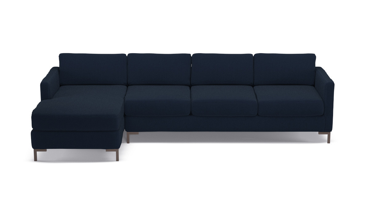 Navy Linen Modern Sectional Left The Inside