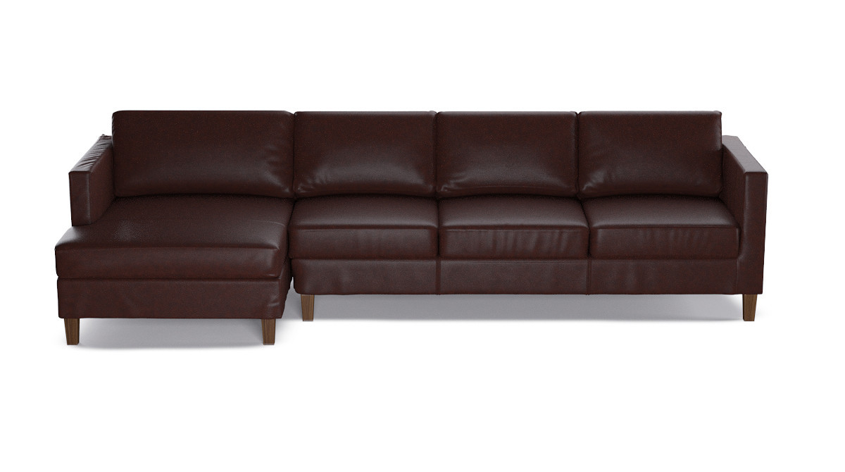 The Inside Tuxedo Sectional In Steamboat Oxblood Leather
