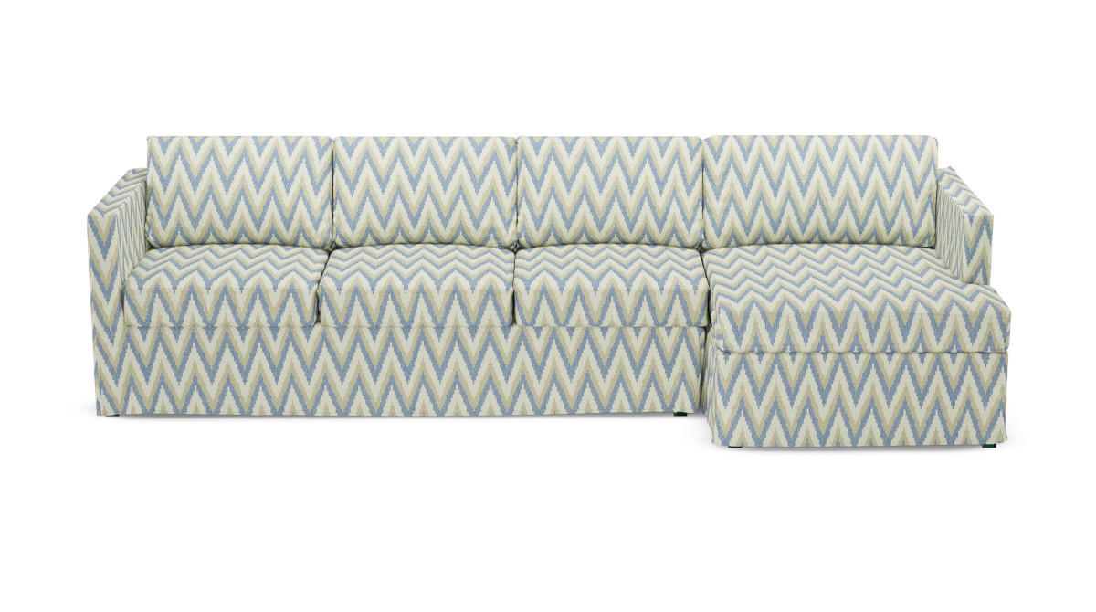 The Inside Right Facing Slipcover Sectional In Chevron Ikat