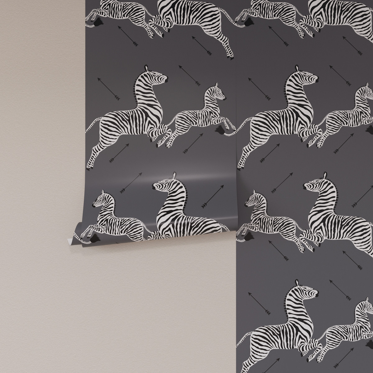 Slate Zebra Peel and Stick Wallpaper Roll The Inside