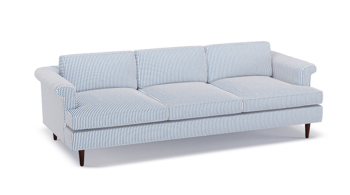Azul Ticking Stripe MidCentury Sofa The Inside