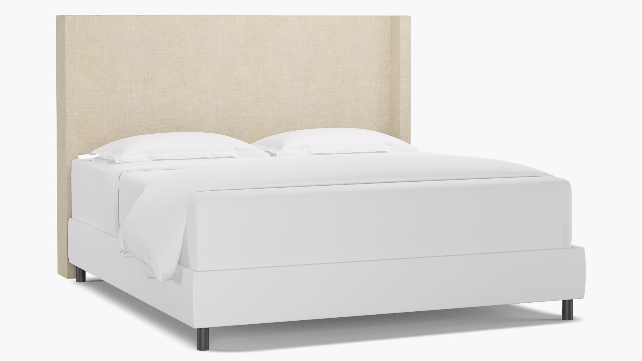 Talc Linen Upholstered Custom Modern Wingback Headboard King The