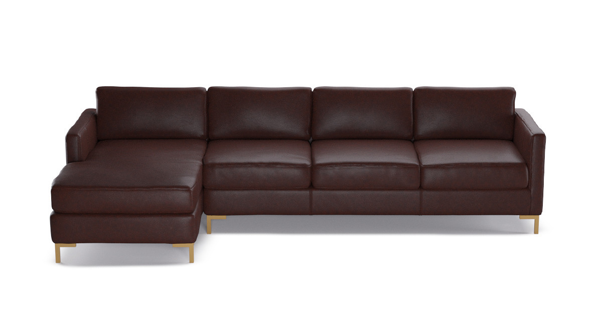 The Inside Modern Sectional In Steamboat Oxblood Leather With