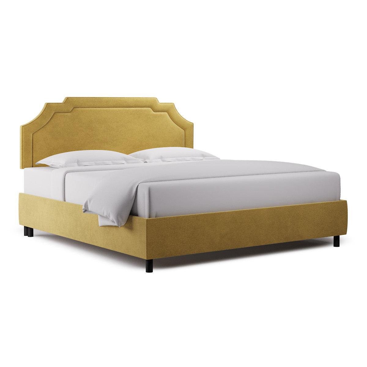 The Inside Art Deco Bed King in Canary Velvet